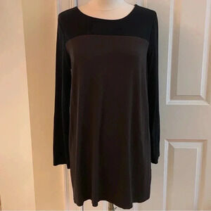 J Jill Dress Women’s Medium Long Sleeve Black Brown Colorblock Stretch